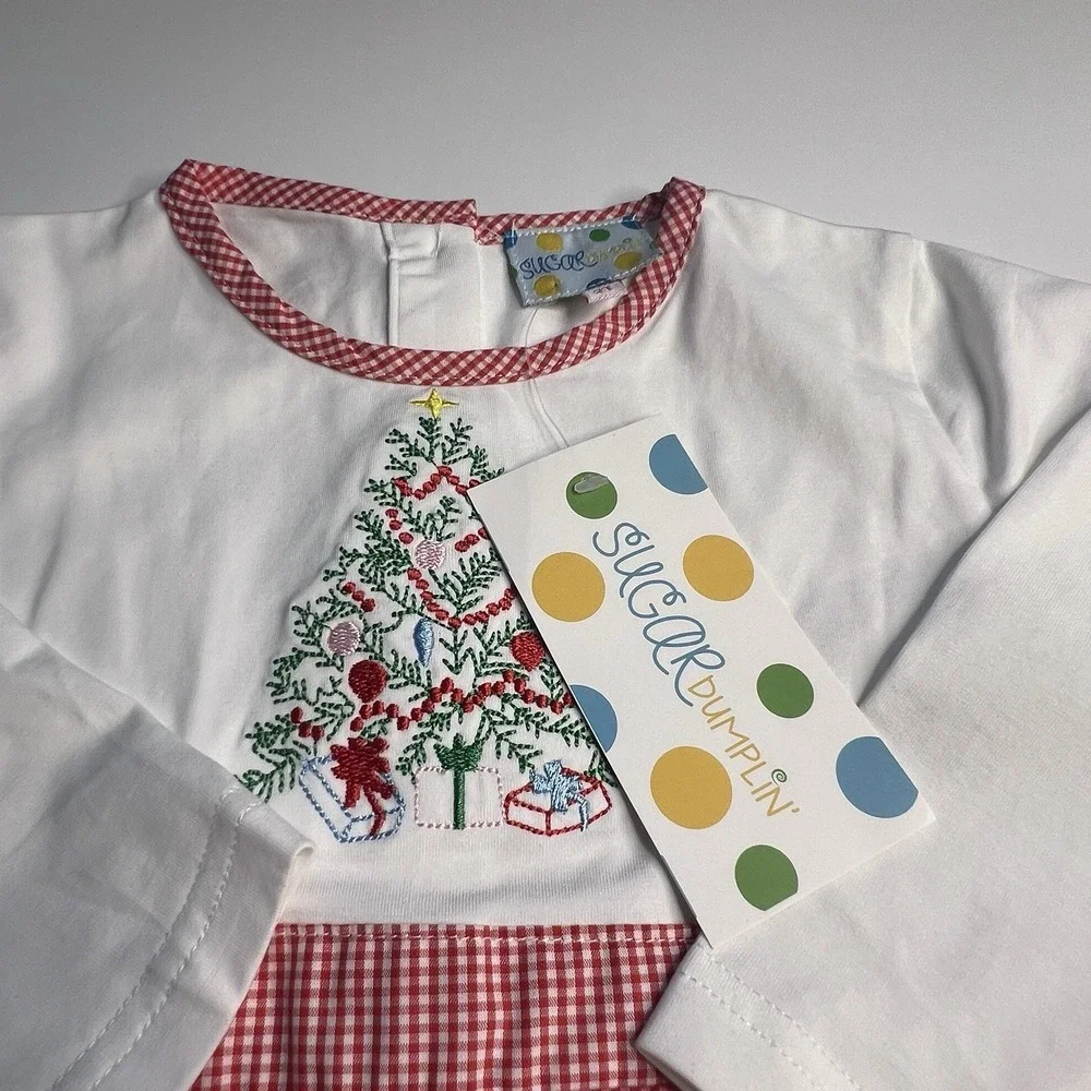 Sugar Dumplin‎ Girl 2T Christmas Cottage Gingham Romper Holiday Photos Red White